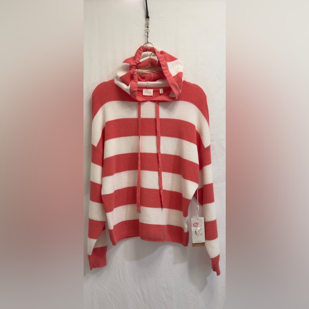Cyrus pink and white  striped hoodie